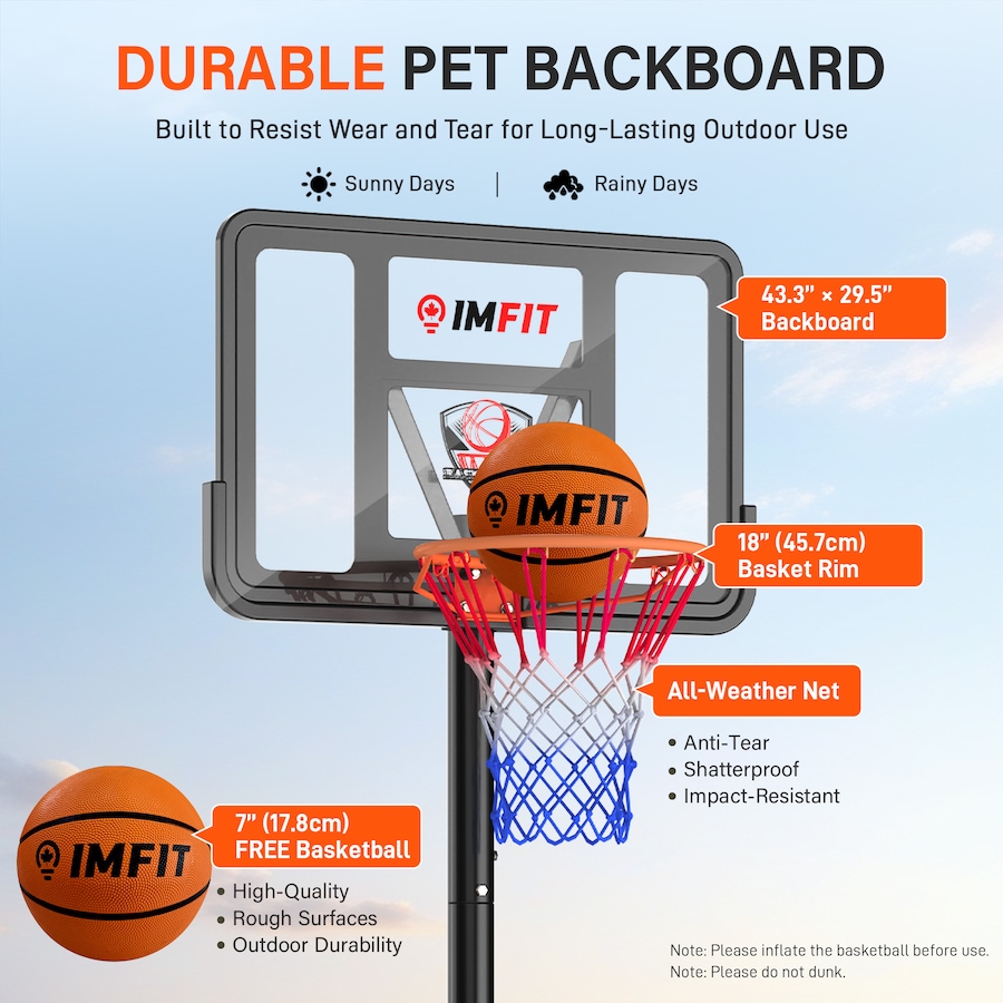 Image 982797_ALTMORE3.jpg, Product 982-797 / Price $209.99, IMFIT Basketball Hoop Adjustable Height 4.8 to 10 ft for Adults and Kids from IMFIT on TSC.ca's Health & Fitness department
