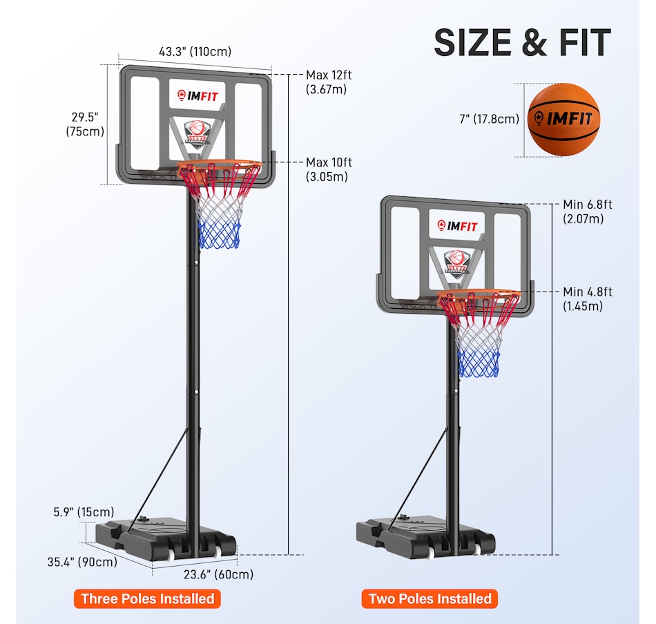 Image 982797_ALTMORE6.jpg, Product 982-797 / Price $209.99, IMFIT Basketball Hoop Adjustable Height 4.8 to 10 ft for Adults and Kids from IMFIT on TSC.ca's Health & Fitness department