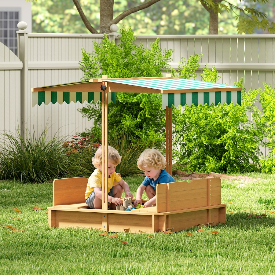 Image 982800_ALTMORE1.jpg, Product 982-800 / Price $138.99, Outsunny Kids Wooden Sandbox w/Adjustable, retractible Canopy from Outsunny on TSC.ca's Home & Garden department