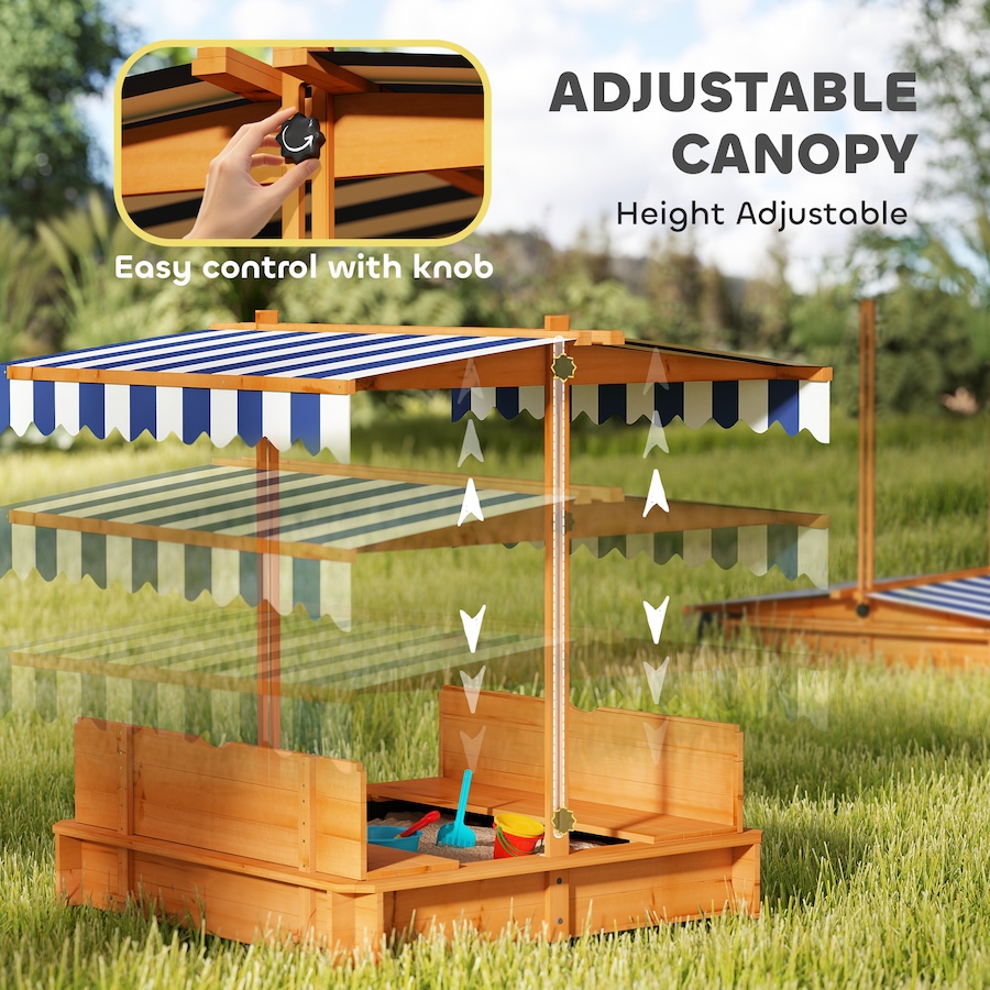 Image 982800_ALTMORE12.jpg, Product 982-800 / Price $138.99, Outsunny Kids Wooden Sandbox w/Adjustable, retractible Canopy from Outsunny on TSC.ca's Home & Garden department