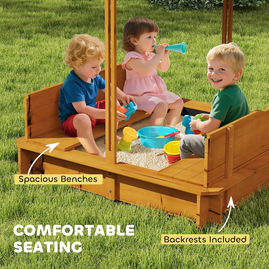 Image 982800_ALTMORE16.jpg, Product 982-800 / Price $138.99, Outsunny Kids Wooden Sandbox w/Adjustable, retractible Canopy from Outsunny on TSC.ca's Home & Garden department