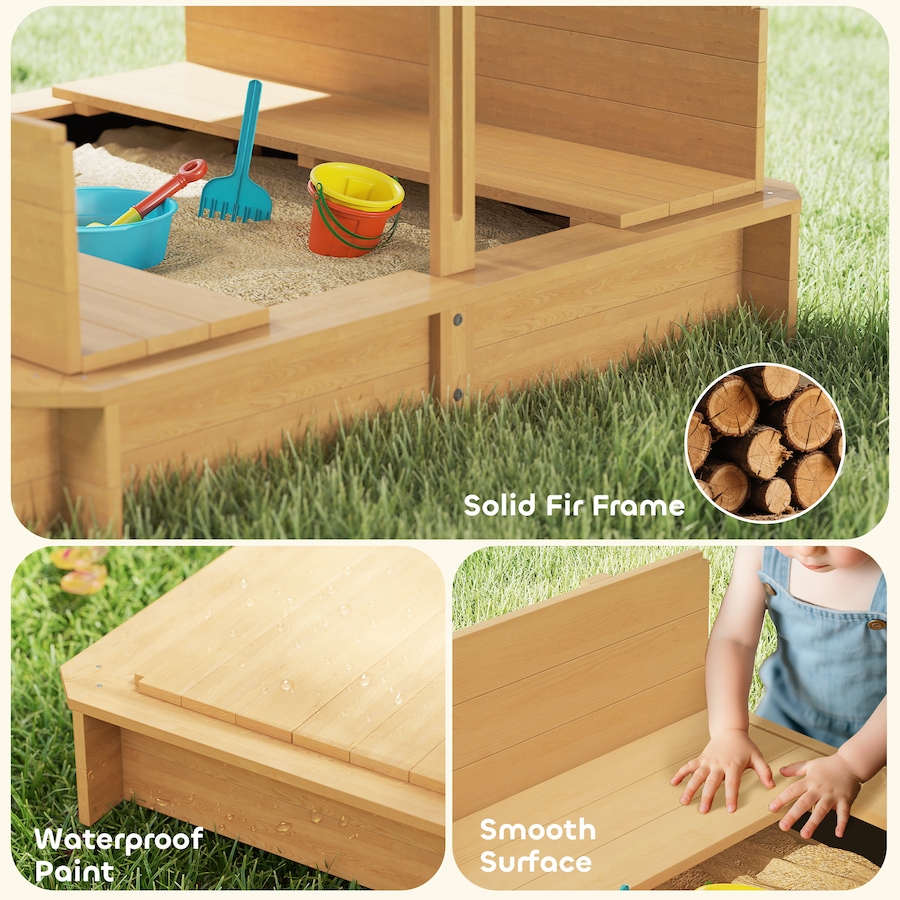 Image 982800_ALTMORE19.jpg, Product 982-800 / Price $138.99, Outsunny Kids Wooden Sandbox w/Adjustable, retractible Canopy from Outsunny on TSC.ca's Home & Garden department