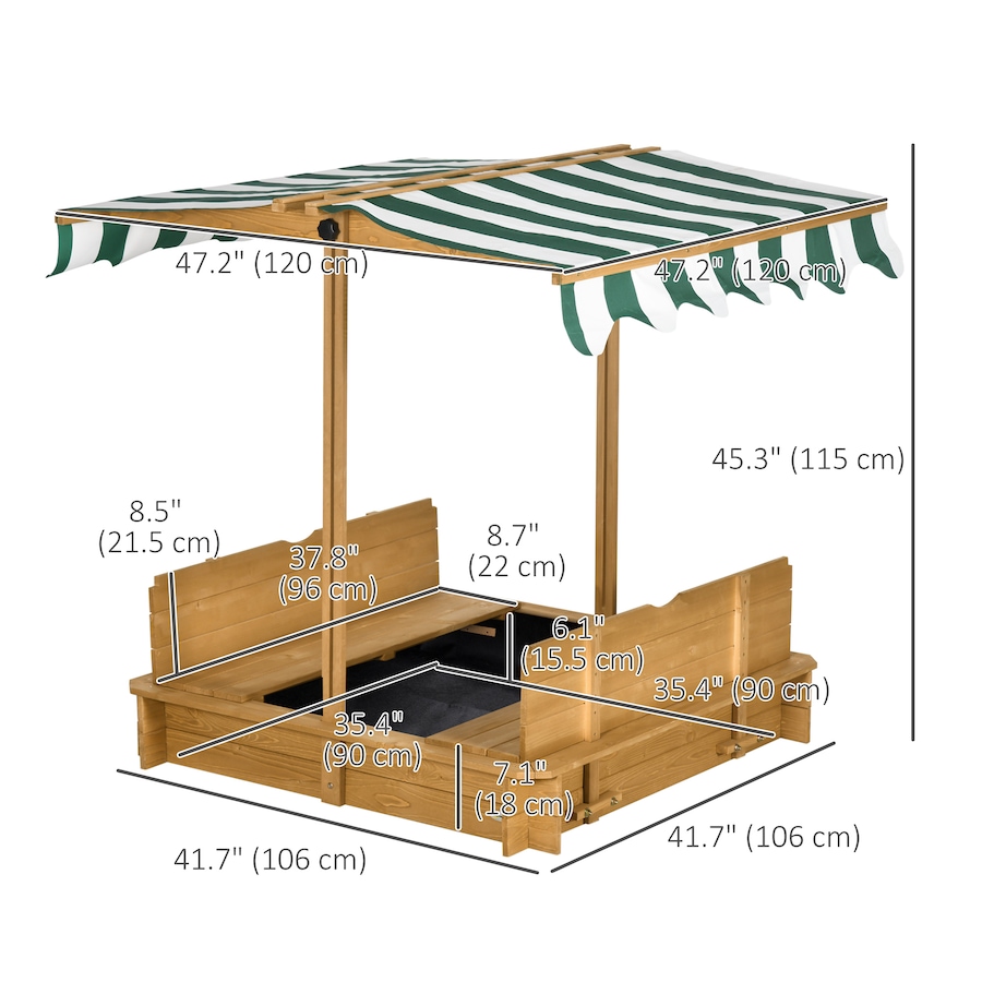 Image 982800_ALTMORE2.jpg, Product 982-800 / Price $138.99, Outsunny Kids Wooden Sandbox w/Adjustable, retractible Canopy from Outsunny on TSC.ca's Home & Garden department