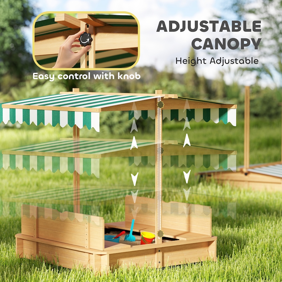 Image 982800_ALTMORE3.jpg, Product 982-800 / Price $138.99, Outsunny Kids Wooden Sandbox w/Adjustable, retractible Canopy from Outsunny on TSC.ca's Home & Garden department