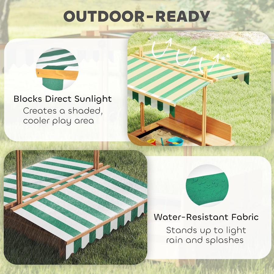 Image 982800_ALTMORE4.jpg, Product 982-800 / Price $138.99, Outsunny Kids Wooden Sandbox w/Adjustable, retractible Canopy from Outsunny on TSC.ca's Home & Garden department