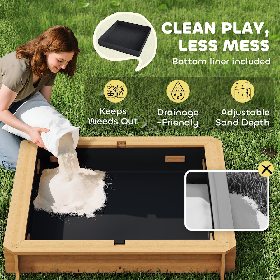 Image 982800_ALTMORE6.jpg, Product 982-800 / Price $138.99, Outsunny Kids Wooden Sandbox w/Adjustable, retractible Canopy from Outsunny on TSC.ca's Home & Garden department