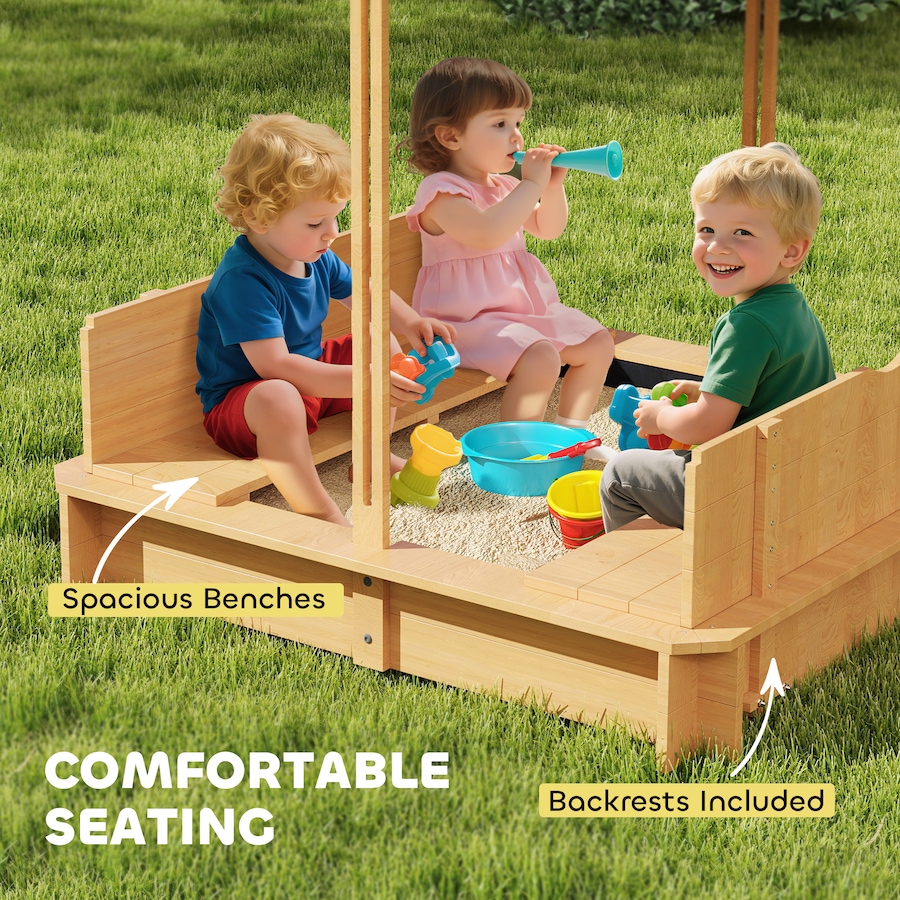 Image 982800_ALTMORE7.jpg, Product 982-800 / Price $138.99, Outsunny Kids Wooden Sandbox w/Adjustable, retractible Canopy from Outsunny on TSC.ca's Home & Garden department