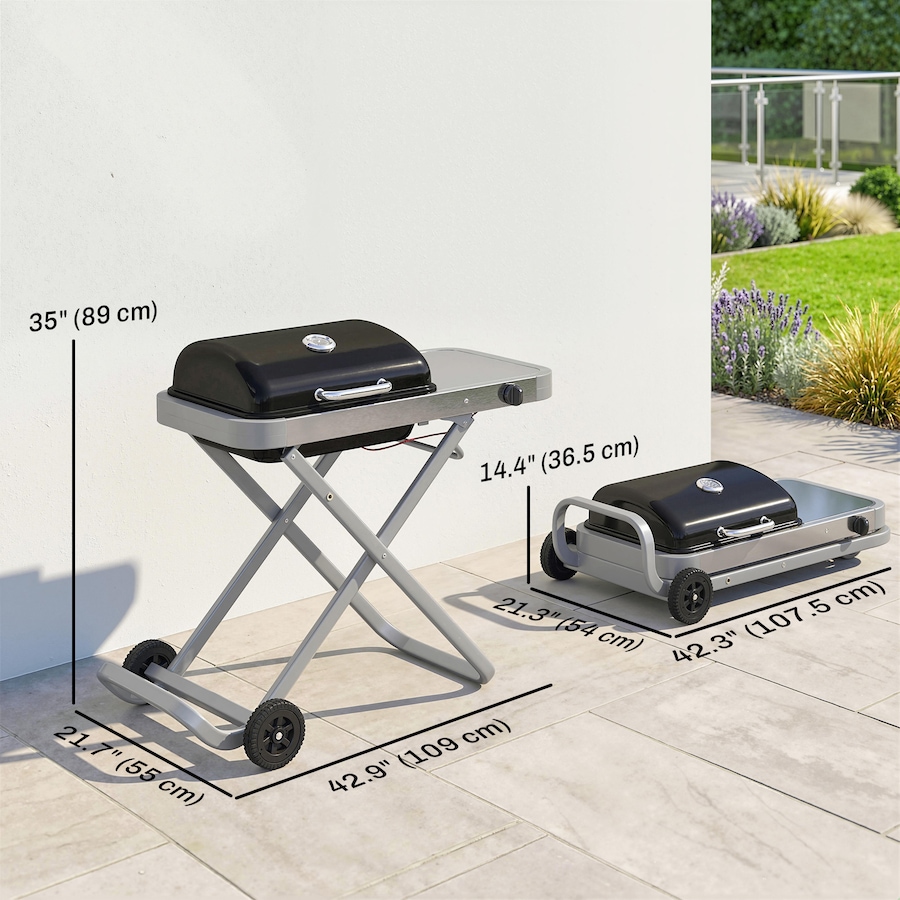 Image 982805_ALTMORE2.jpg, Product 982-805 / Price $309.99, Outsunny Portable Propane Gas BBQ Grill with Foldable Cart, Wheels, Black from Outsunny on TSC.ca's  department