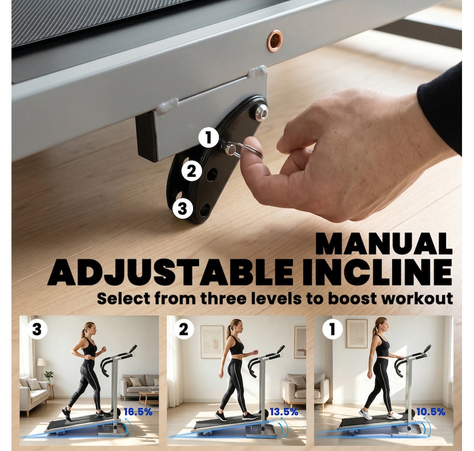 Image 982808_ALTMORE3.jpg, Product 982-808 / Price $179.99, Soozier Walking Pad Treadmill with Incline, Foldable Treadmill, Silver from Soozier on TSC.ca's Health & Fitness department