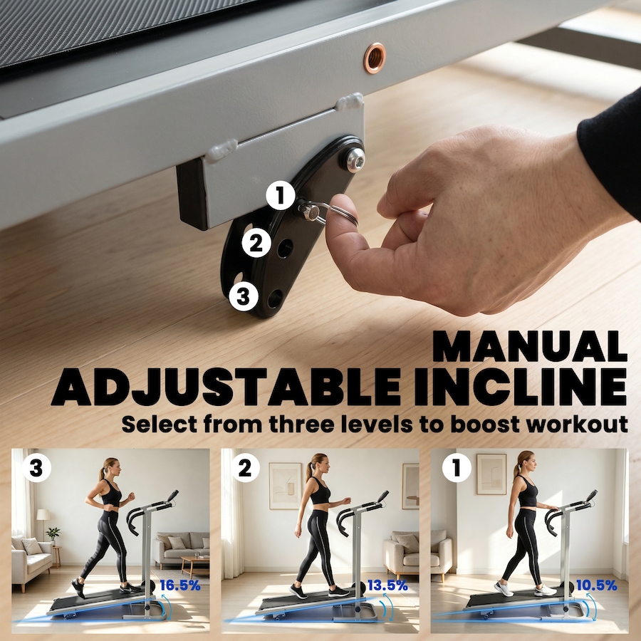 Image 982808_ALTMORE3.jpg, Product 982-808 / Price $199.99, Soozier Walking Pad Treadmill with Incline, Foldable Treadmill, Silver from Soozier on TSC.ca's Health & Fitness department