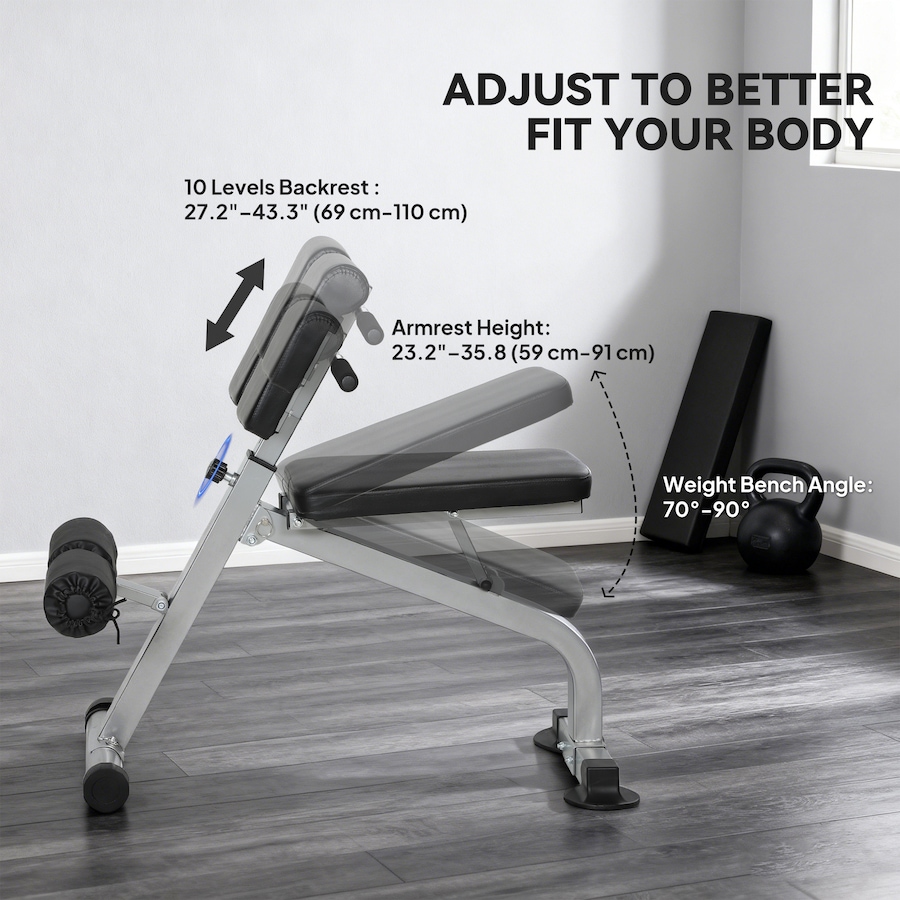Image 982809_ALTMORE10.jpg, Product 982-809 / Price $119.99, Soozier Roman Chair, Foldable Hyperextension Bench, Silver Tone from Soozier on TSC.ca's Health & Fitness department