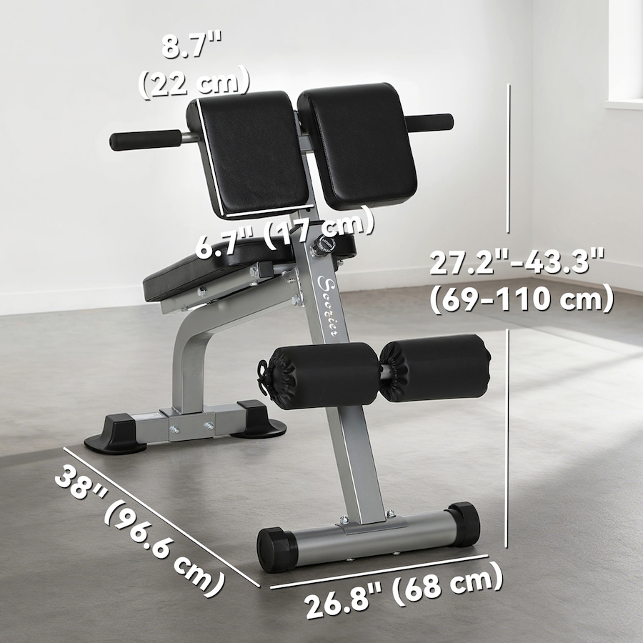 Image 982809_ALTMORE2.jpg, Product 982-809 / Price $119.99, Soozier Roman Chair, Foldable Hyperextension Bench, Silver Tone from Soozier on TSC.ca's Health & Fitness department