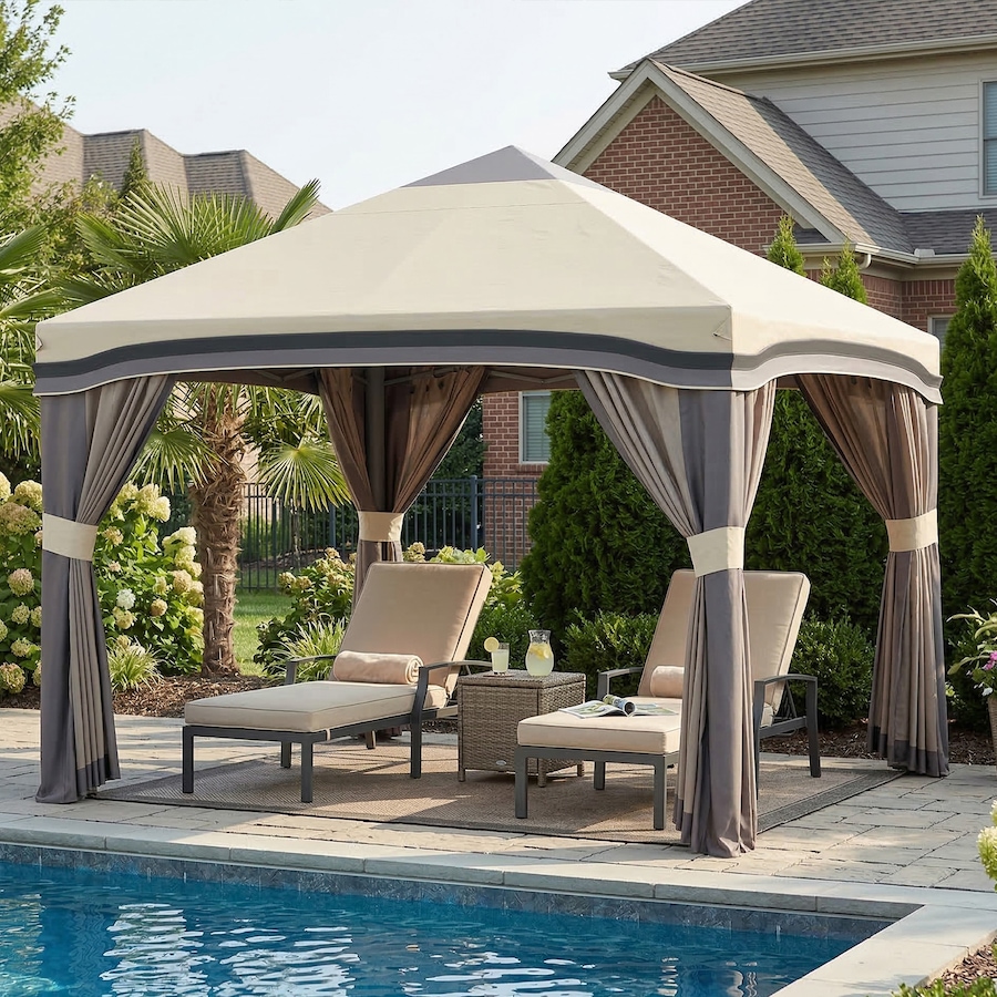 Image 982817_ALTMORE1.jpg, Product 982-817 / Price $199.99, Outsunny 10' x 10' Pop Up Canopy Foldable Party Tent with Nettings, Beige from Outsunny on TSC.ca's Home & Garden department