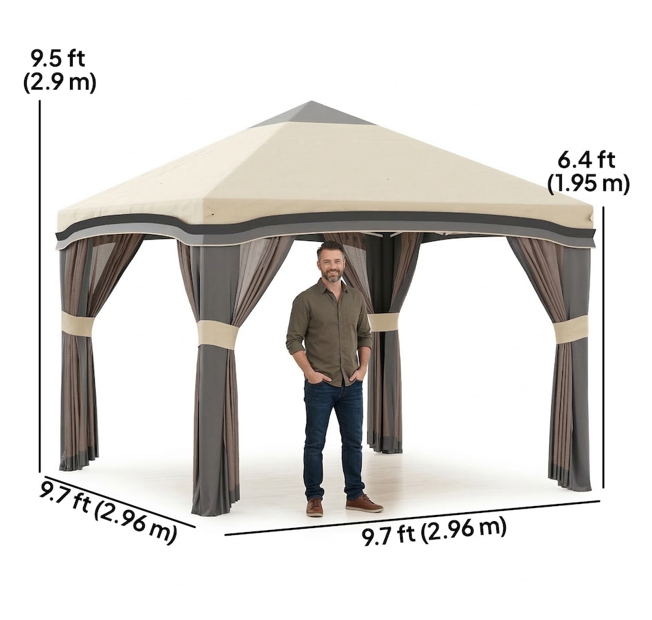 Image 982817_ALTMORE2.jpg, Product 982-817 / Price $179.99, Outsunny 10' x 10' Pop Up Canopy Foldable Party Tent with Nettings, Beige from Outsunny on TSC.ca's Home & Garden department