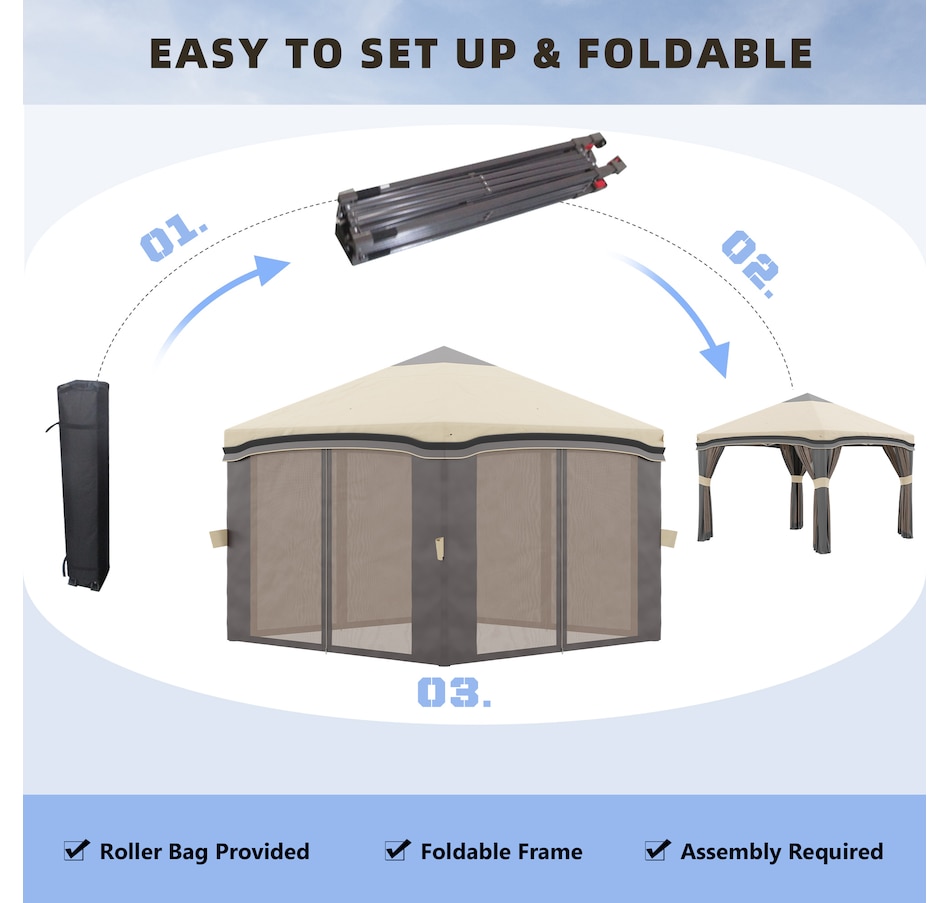 Image 982817_ALTMORE4.jpg, Product 982-817 / Price $179.99, Outsunny 10' x 10' Pop Up Canopy Foldable Party Tent with Nettings, Beige from Outsunny on TSC.ca's Home & Garden department