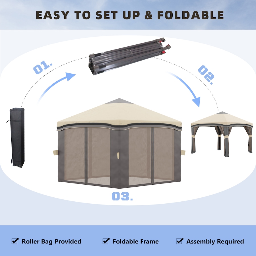 Image 982817_ALTMORE4.jpg, Product 982-817 / Price $199.99, Outsunny 10' x 10' Pop Up Canopy Foldable Party Tent with Nettings, Beige from Outsunny on TSC.ca's Home & Garden department