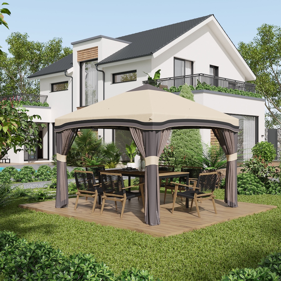 Image 982817_ALTMORE8.jpg, Product 982-817 / Price $199.99, Outsunny 10' x 10' Pop Up Canopy Foldable Party Tent with Nettings, Beige from Outsunny on TSC.ca's Home & Garden department