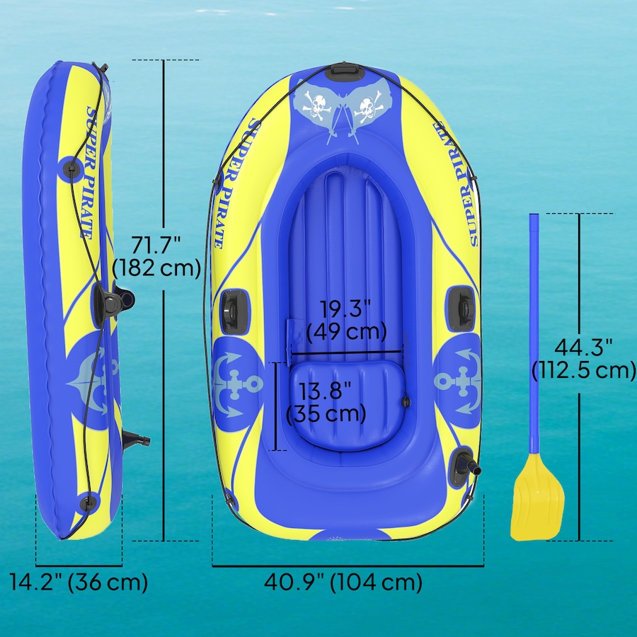 Image 982818_ALTMORE2.jpg, Product 982-818 / Price $79.99, 1-2 Person Inflatable Kayak, Recreational Kayak with Rod Holders Dark Blue from Outsunny on TSC.ca's Health & Fitness department