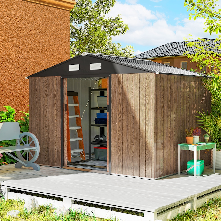 Image 982821_ALTMORE1.jpg, Product 982-821 / Price $459.99, Outsunny 9.1'x 6.4' x 6.3' Garden Storage Shed w/ Steel Foundation Kit from Outsunny on TSC.ca's Home & Garden department