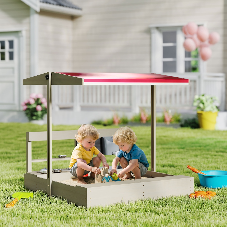 Image 982824_ALTMORE1.jpg, Product 982-824 / Price $152.99, Outsunny Kids Sandbox with Cover, Wooden Sand Box Outdoor, Grey from Outsunny on TSC.ca's Home & Garden department