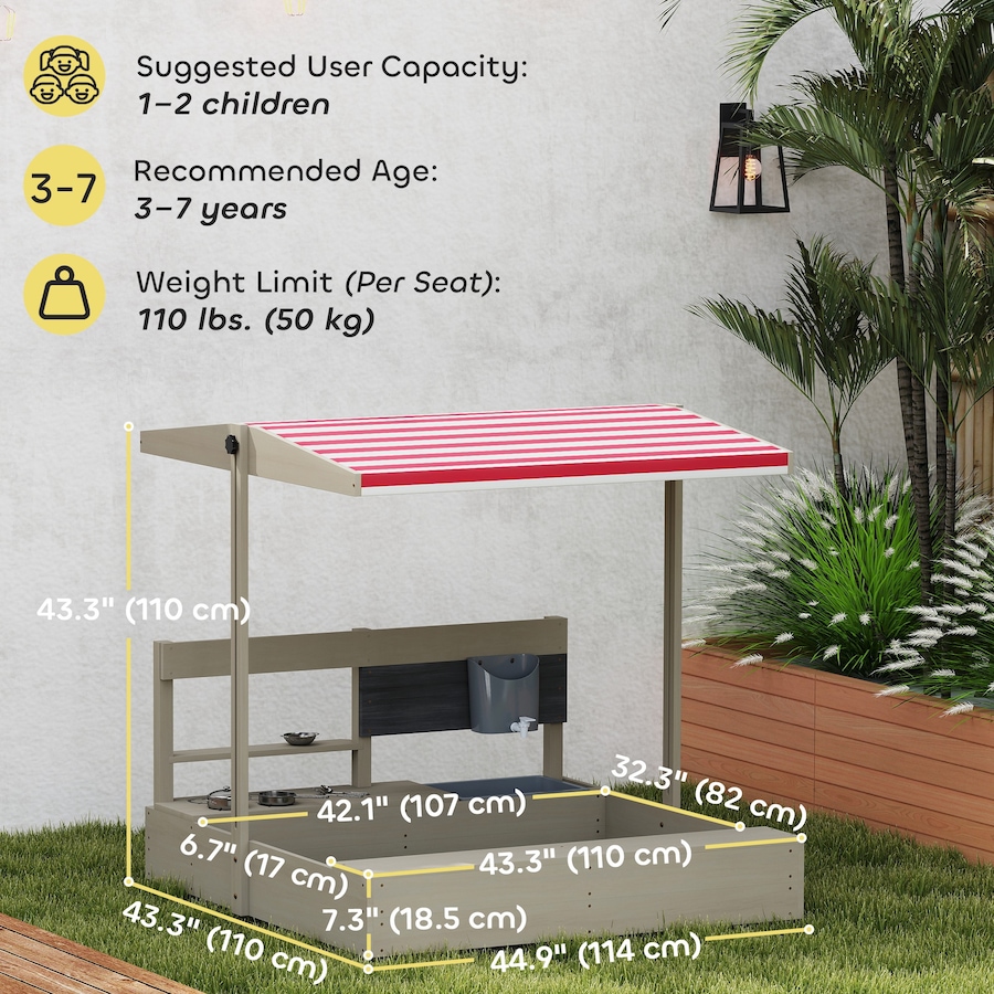 Image 982824_ALTMORE2.jpg, Product 982-824 / Price $152.99, Outsunny Kids Sandbox with Cover, Wooden Sand Box Outdoor, Grey from Outsunny on TSC.ca's Home & Garden department