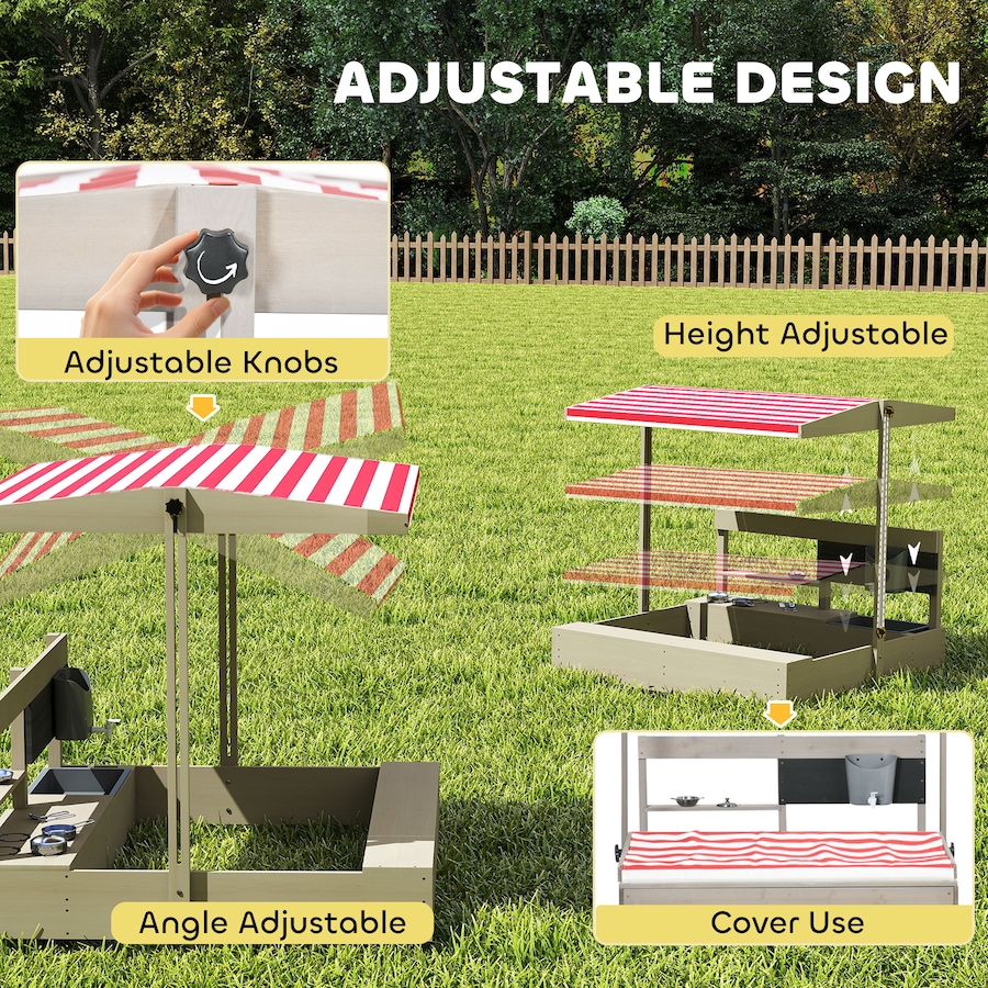 Image 982824_ALTMORE3.jpg, Product 982-824 / Price $152.99, Outsunny Kids Sandbox with Cover, Wooden Sand Box Outdoor, Grey from Outsunny on TSC.ca's Home & Garden department