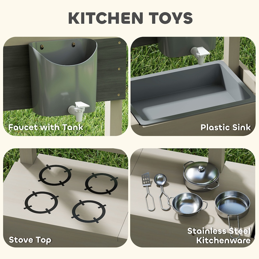 Image 982824_ALTMORE4.jpg, Product 982-824 / Price $152.99, Outsunny Kids Sandbox with Cover, Wooden Sand Box Outdoor, Grey from Outsunny on TSC.ca's Home & Garden department