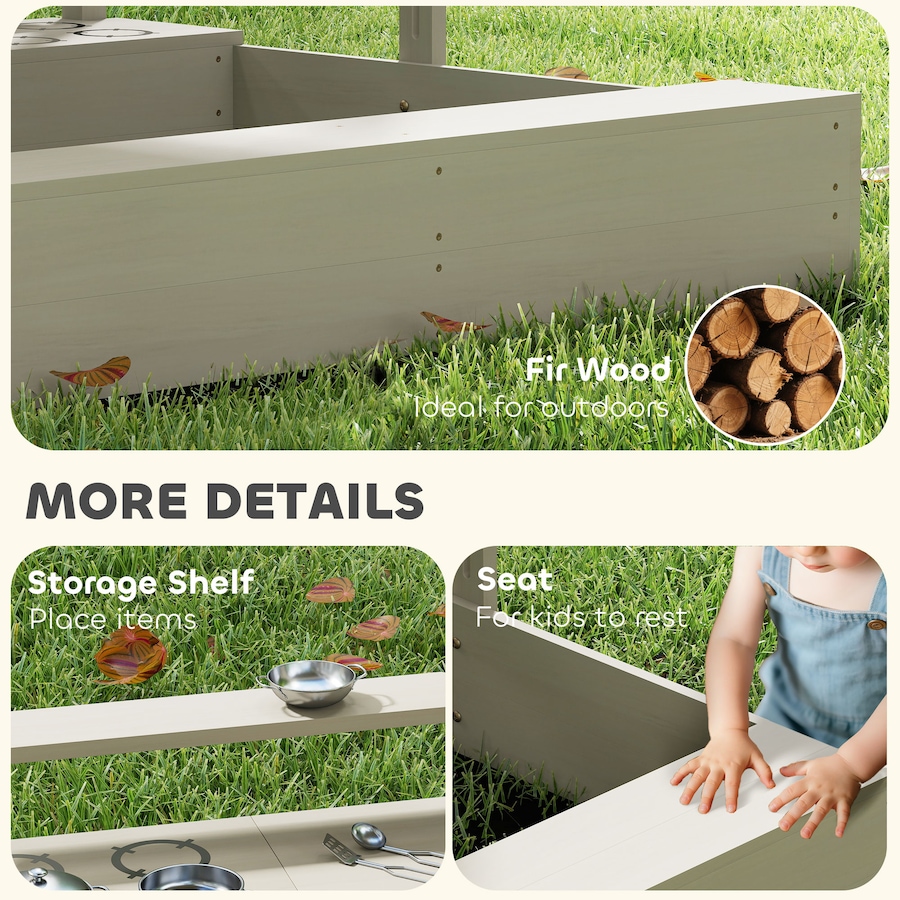 Image 982824_ALTMORE6.jpg, Product 982-824 / Price $152.99, Outsunny Kids Sandbox with Cover, Wooden Sand Box Outdoor, Grey from Outsunny on TSC.ca's Home & Garden department