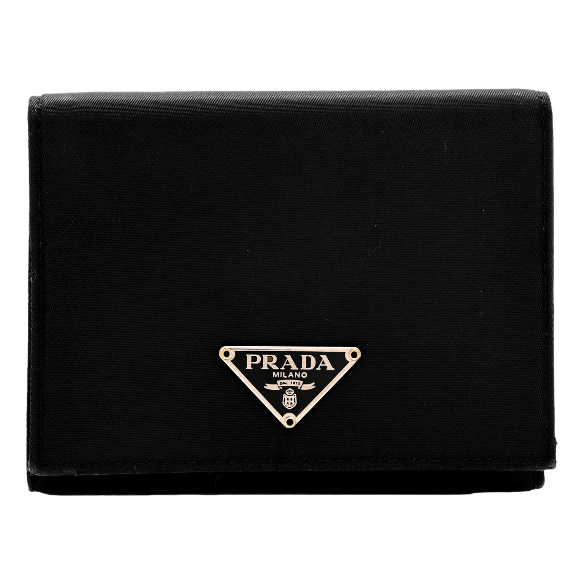 Prada Tessuto Nylon Tri-Fold Compact Wallet Black - TSC.ca