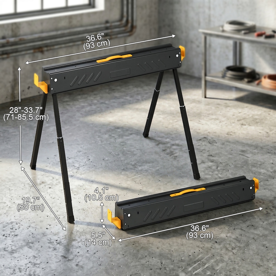Image 982856_ALTMORE2.jpg, Product 982-856 / Price $94.99, HOMCOM Mitre Saw Stands, Height-Adjustable Saw Horses 2 pack, Black from HOMCOM on TSC.ca's Home & Garden department