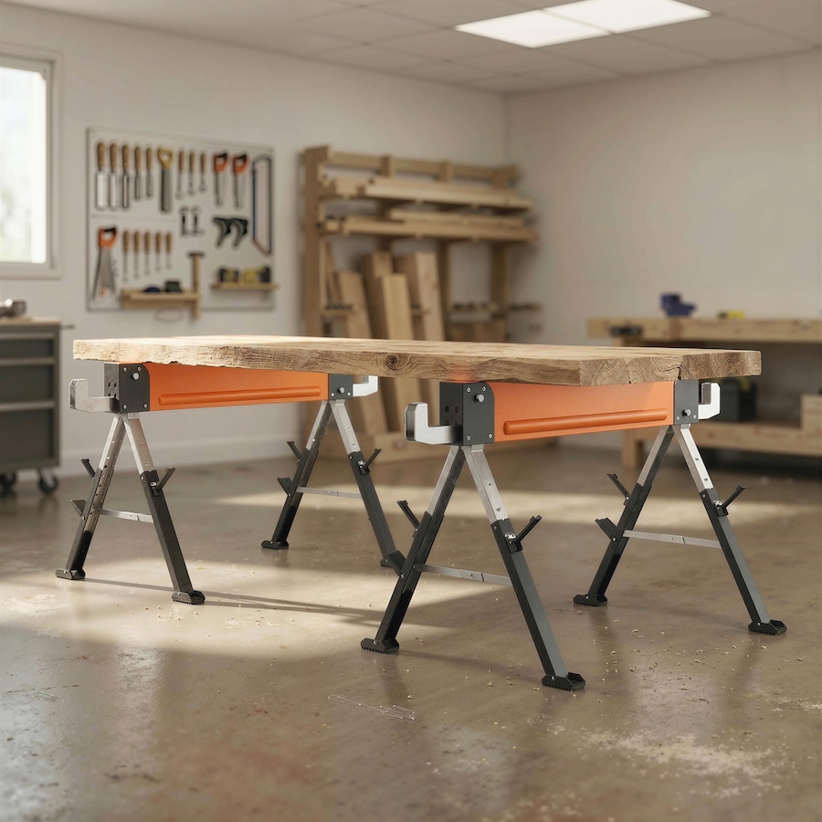 Image 982857_ALTMORE1.jpg, Product 982-857 / Price $149.99, HOMCOM 2Pcs Saw Horses, Folding Heavy Duty Sawhorses with Adjustable Height from HOMCOM on TSC.ca's Home & Garden department