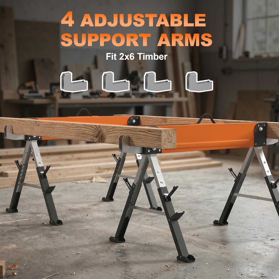 Image 982857_ALTMORE7.jpg, Product 982-857 / Price $149.99, HOMCOM 2Pcs Saw Horses, Folding Heavy Duty Sawhorses with Adjustable Height from HOMCOM on TSC.ca's Home & Garden department