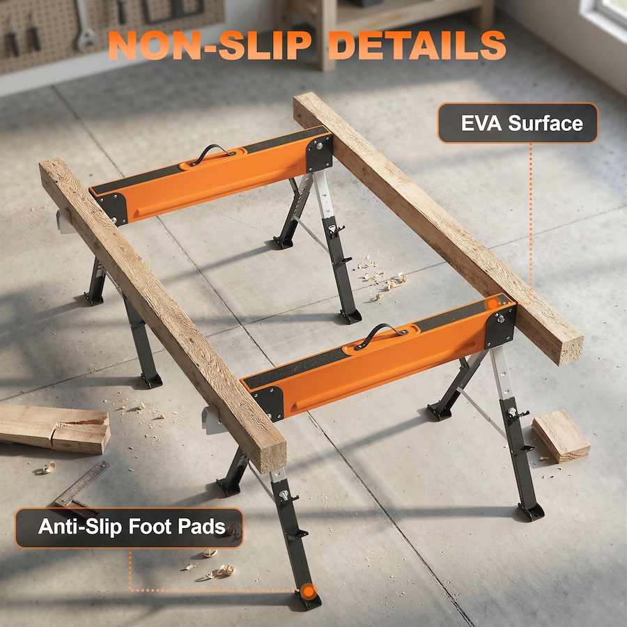 Image 982857_ALTMORE8.jpg, Product 982-857 / Price $149.99, HOMCOM 2Pcs Saw Horses, Folding Heavy Duty Sawhorses with Adjustable Height from HOMCOM on TSC.ca's Home & Garden department