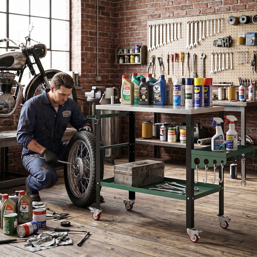 Image 982859_ALTMORE8.jpg, Product 982-859 / Price $134.99, HOMCOM 2Tier Rolling Welding Table with Side Tray, Silver & Green from HOMCOM on TSC.ca's Home & Garden department