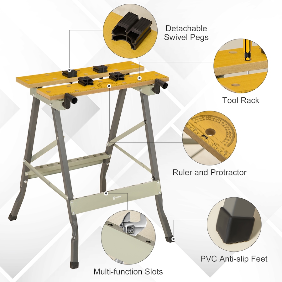 Image 982862_ALTMORE5.jpg, Product 982-862 / Price $49.99, DURHAND Workbench Folding Clamping Wood Cutting Sawhorse With Movable Pegs from DURHAND on TSC.ca's Home & Garden department