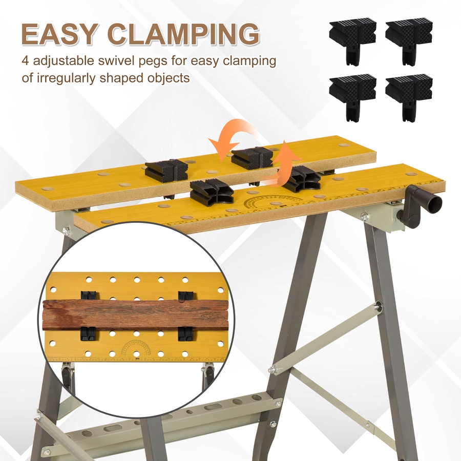 Image 982862_ALTMORE6.jpg, Product 982-862 / Price $49.99, DURHAND Workbench Folding Clamping Wood Cutting Sawhorse With Movable Pegs from DURHAND on TSC.ca's Home & Garden department