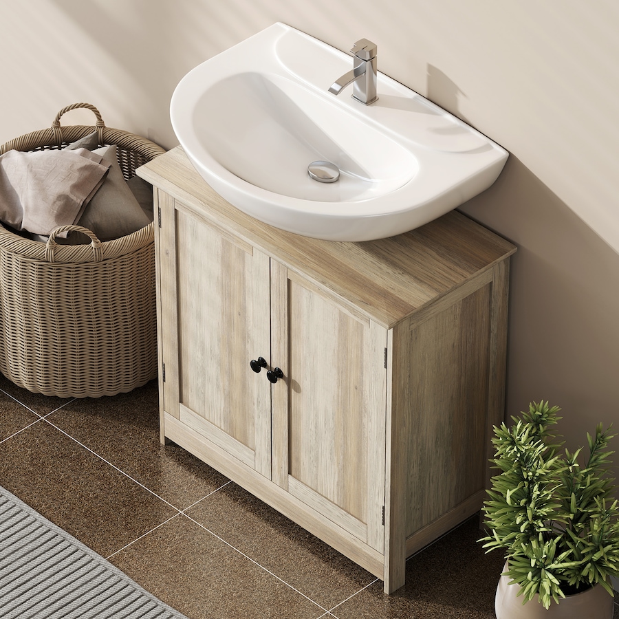 Image 982866_ALTMORE10.jpg, Product 982-866 / Price $90.20, HOMCOM 24" Bathroom Vanity, Pedestal Sink Storage Cabinet w/ 2 Doors, Shelf from HOMCOM on TSC.ca's Home & Garden department