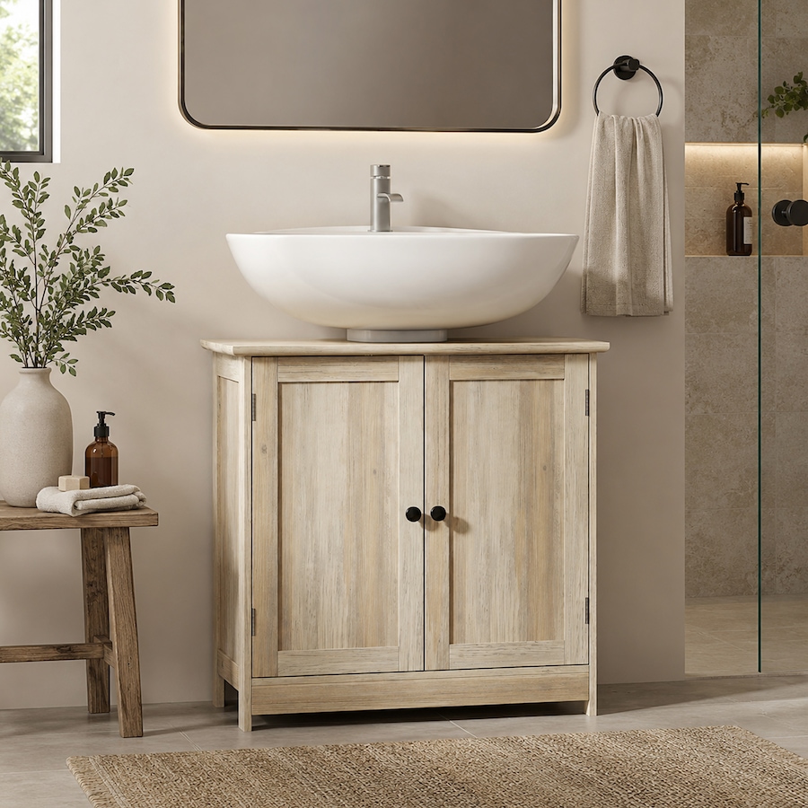 Image 982866_ALTMORE11.jpg, Product 982-866 / Price $90.20, HOMCOM 24" Bathroom Vanity, Pedestal Sink Storage Cabinet w/ 2 Doors, Shelf from HOMCOM on TSC.ca's Home & Garden department