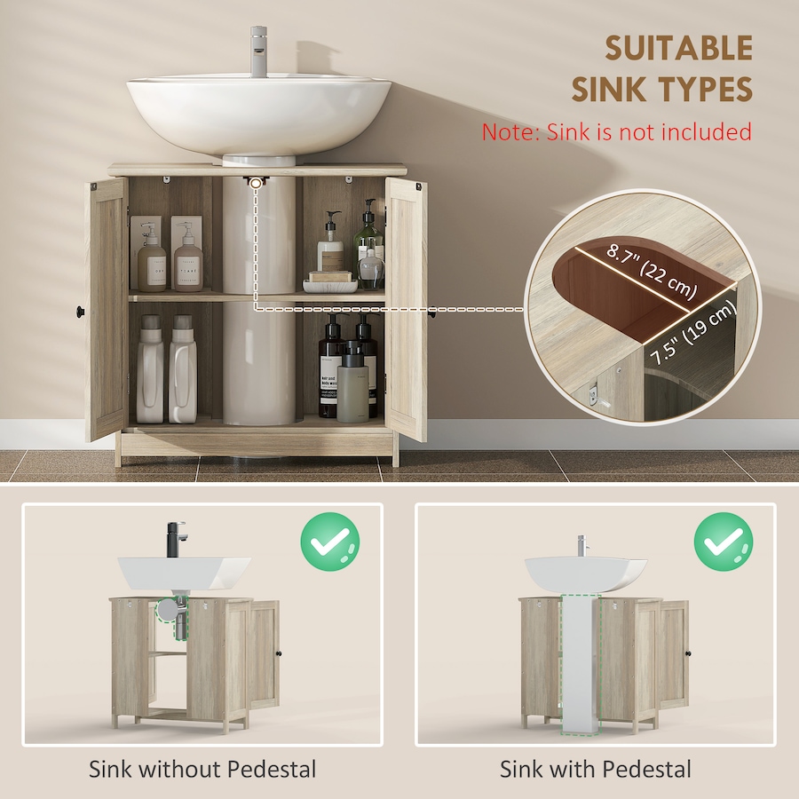 Image 982866_ALTMORE3.jpg, Product 982-866 / Price $90.20, HOMCOM 24" Bathroom Vanity, Pedestal Sink Storage Cabinet w/ 2 Doors, Shelf from HOMCOM on TSC.ca's Home & Garden department