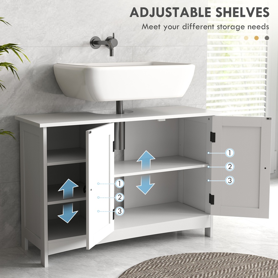 Image 982867_ALTMORE4.jpg, Product 982-867 / Price $119.99, HOMCOM Bathroom Vanity Cabinet, Under Sink Cabinet with Shelves, White from HOMCOM on TSC.ca's Home & Garden department