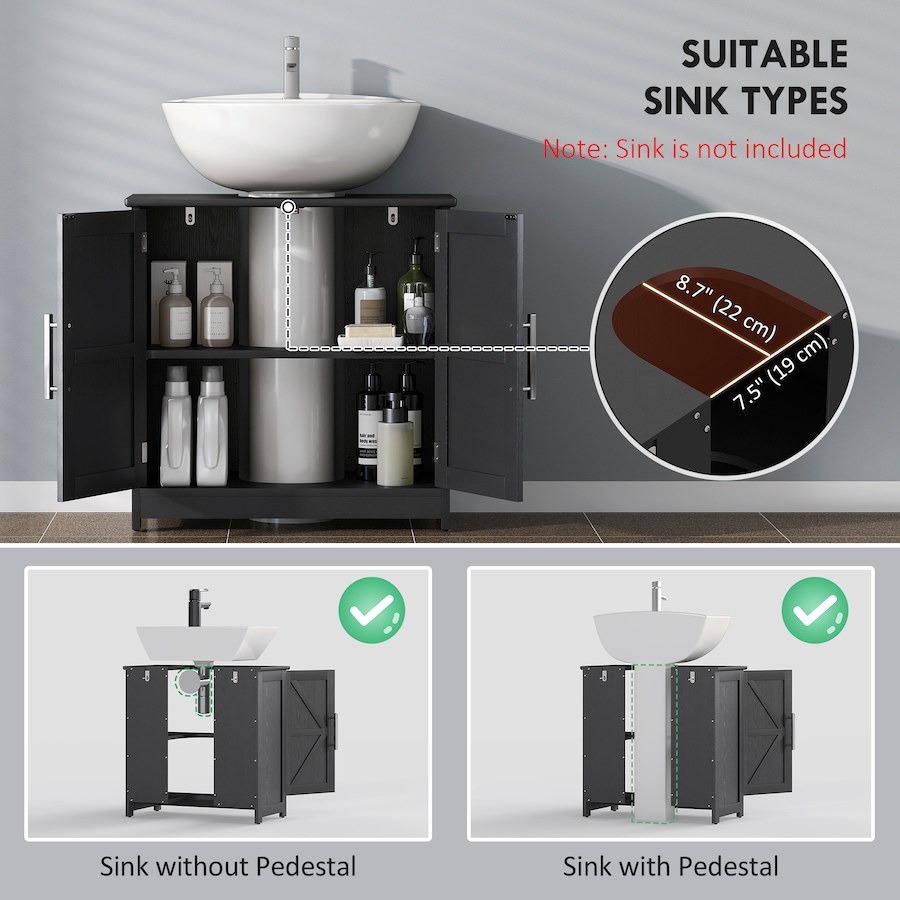 Image 982868_ALTMORE11.jpg, Product 982-868 / Price $92.14, HOMCOM Pedestal Sink Storage Cabinet, Bathroom Sink Cabinet, Black from HOMCOM on TSC.ca's Home & Garden department