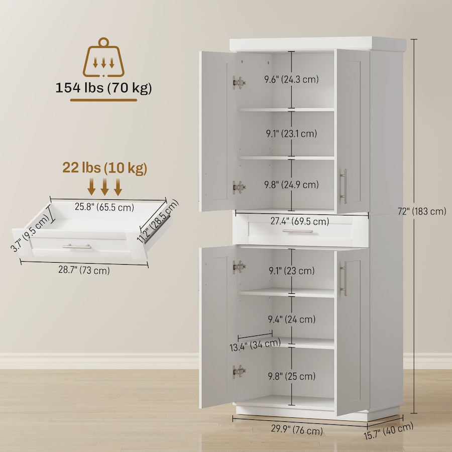 Image 982873_ALTMORE2.jpg, Product 982-873 / Price $259.99, HOMCOM Modern Kitchen Pantry, Freestanding Kitchen Storage Cabinet, White from HOMCOM on TSC.ca's Home & Garden department