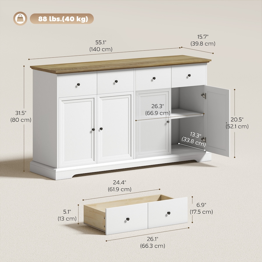 Image 982879_ALTMORE2.jpg, Product 982-879 / Price $236.89, HOMCOM Sideboard Buffet Cabinet, 55" Kitchen Cabinet with Soft-Close Doors from HOMCOM on TSC.ca's Home & Garden department