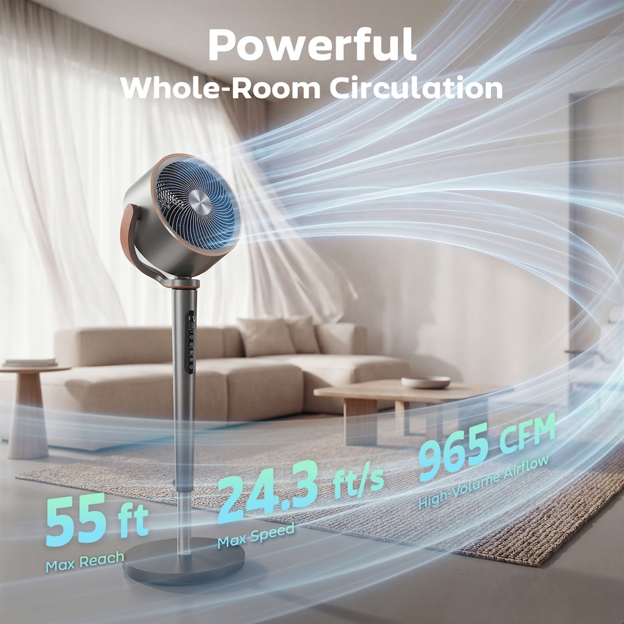 Image 982881_ALTMORE3.jpg, Product 982-881 / Price $119.99, HOMCOM 20dB Silent Standing Fan, Oscillating Fan with 12 Speeds, LED Light from HOMCOM on TSC.ca's Home & Garden department