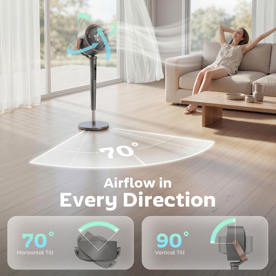 Image 982881_ALTMORE6.jpg, Product 982-881 / Price $119.99, HOMCOM 20dB Silent Standing Fan, Oscillating Fan with 12 Speeds, LED Light from HOMCOM on TSC.ca's Home & Garden department