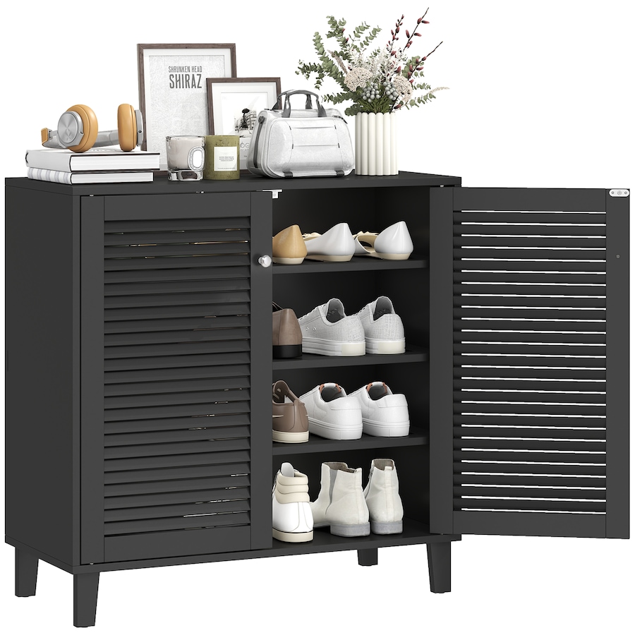 Image 982887.jpg, Product 982-887 / Price $139.99, HOMCOM Shoe Cabinet with 4 Tiers 31.5" x 14.2" x 31.5", Black from HOMCOM on TSC.ca's Home & Garden department