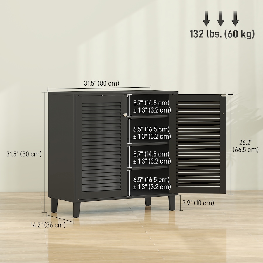 Image 982887_ALTMORE2.jpg, Product 982-887 / Price $139.99, HOMCOM Shoe Cabinet with 4 Tiers 31.5" x 14.2" x 31.5", Black from HOMCOM on TSC.ca's Home & Garden department
