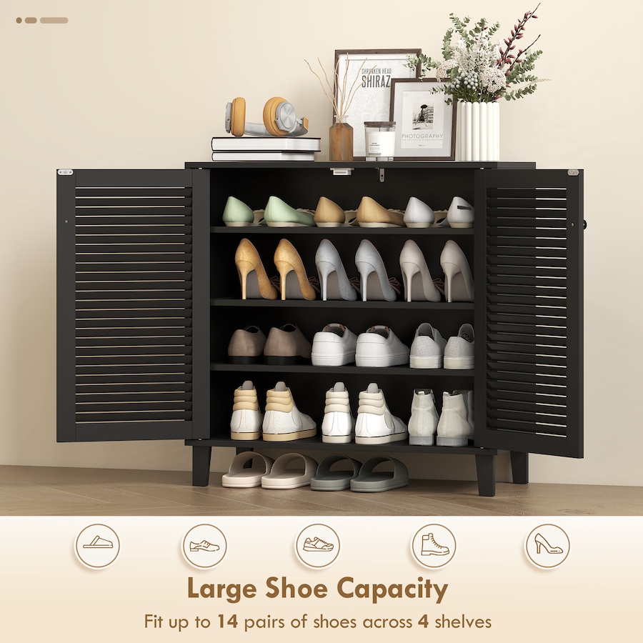 Image 982887_ALTMORE3.jpg, Product 982-887 / Price $139.99, HOMCOM Shoe Cabinet with 4 Tiers 31.5" x 14.2" x 31.5", Black from HOMCOM on TSC.ca's Home & Garden department