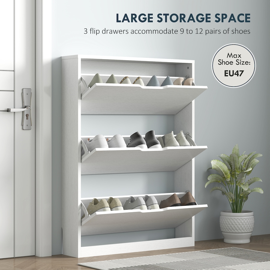 Image 982888_ALTMORE3.jpg, Product 982-888 / Price $141.99, HOMCOM Shoe Cabinet with 3 Flip Drawers, Slim Shoe Storage Cabinet, White from HOMCOM on TSC.ca's Home & Garden department