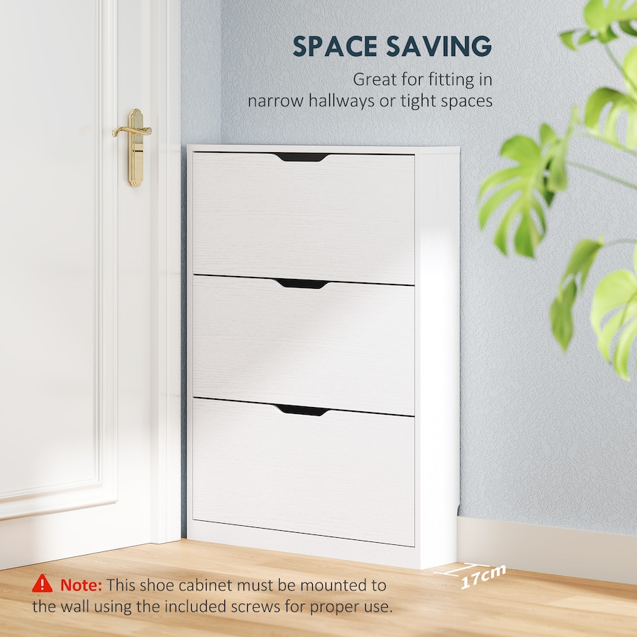 Image 982888_ALTMORE4.jpg, Product 982-888 / Price $141.99, HOMCOM Shoe Cabinet with 3 Flip Drawers, Slim Shoe Storage Cabinet, White from HOMCOM on TSC.ca's Home & Garden department